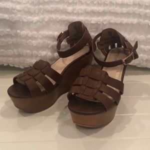 Brown and Gold Bamboo Wedges